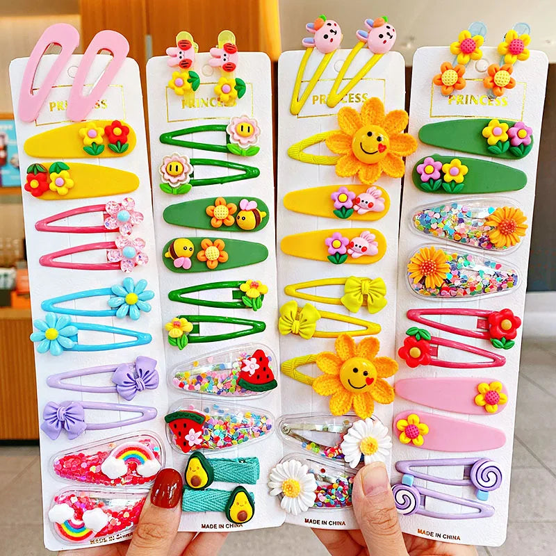 12PCS/Set  Girls Colorful Flower Hairpins