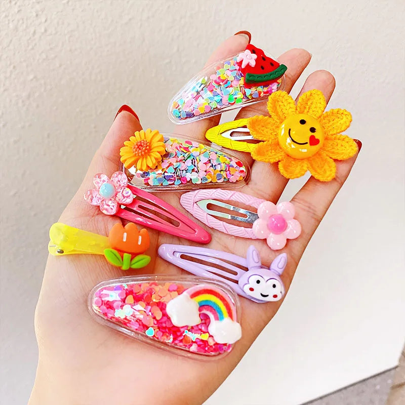 12PCS/Set  Girls Colorful Flower Hairpins