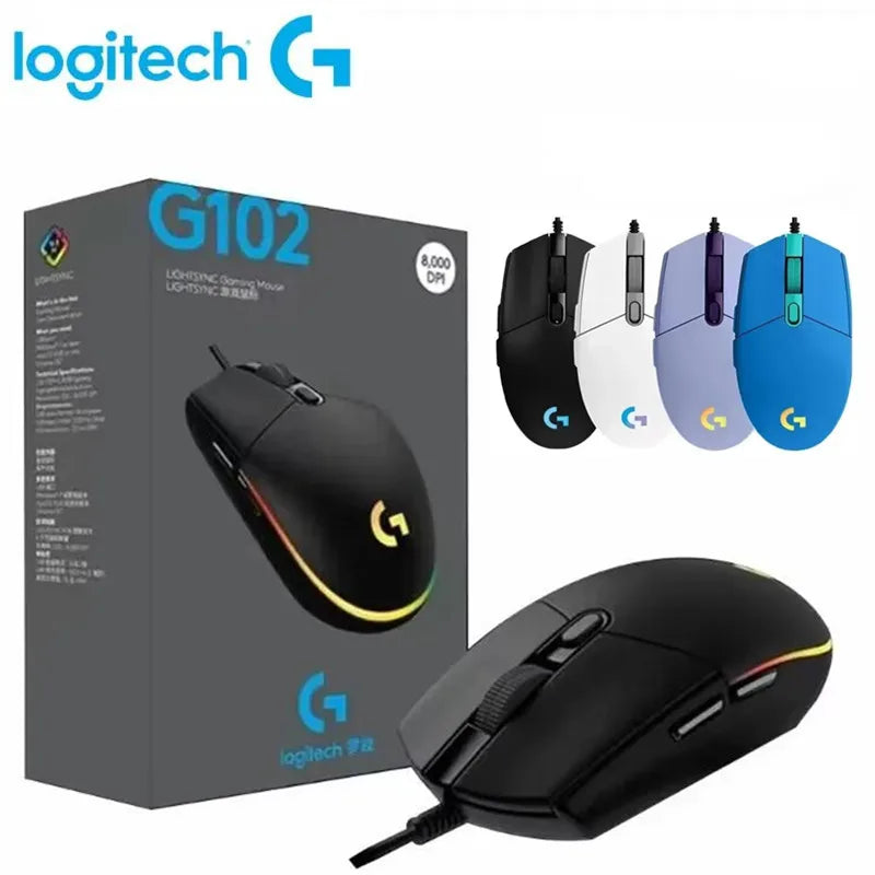 Logitech G102 Mouse USB Wired Gaming Mouse 8000 DPI Rainbow Optical Effect