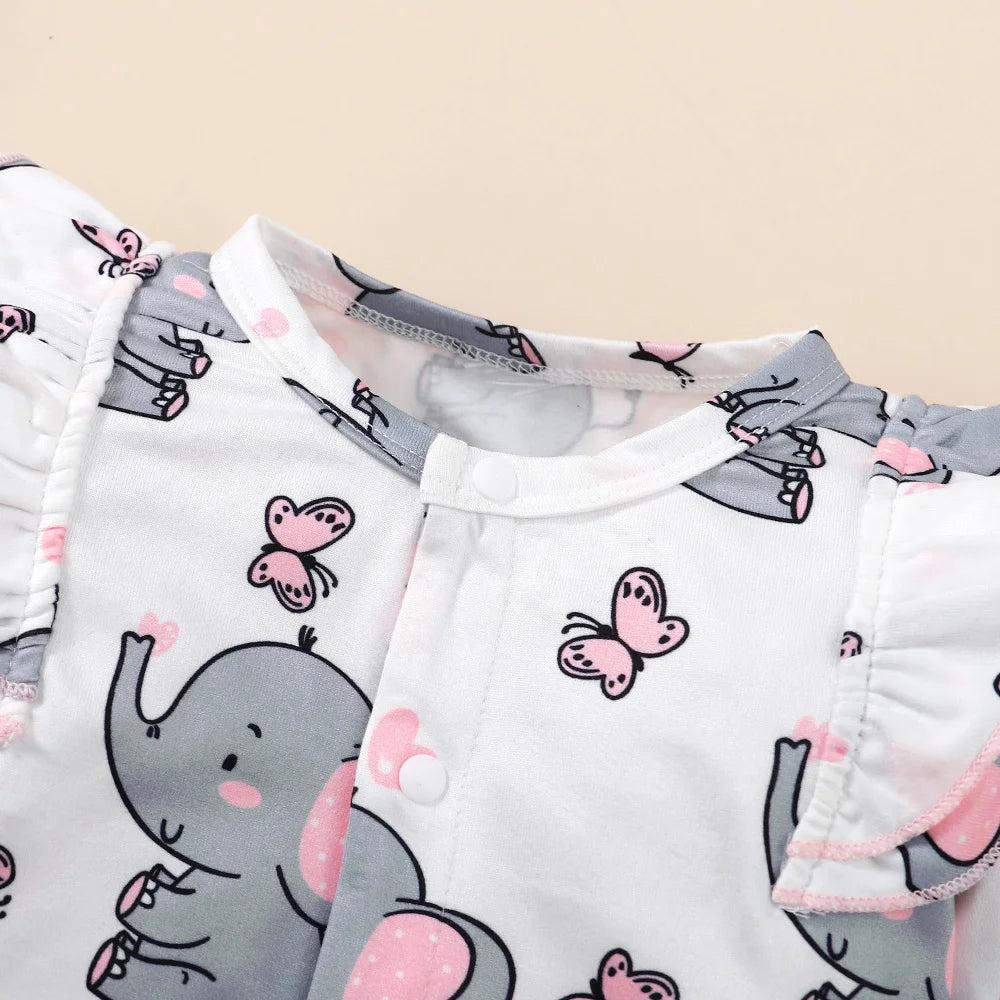 Long Sleeve Cute Elephant Bodysuit 0-18Months