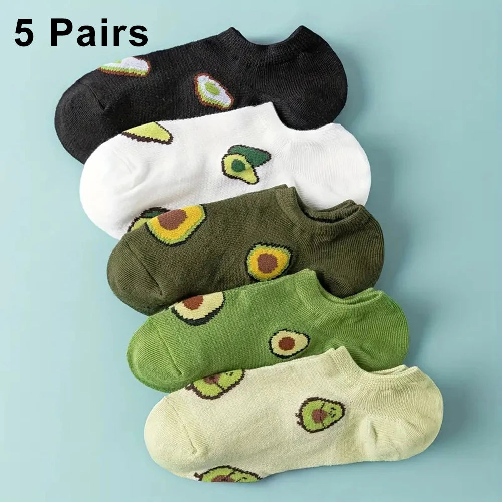 5 Pairs Avocado Ankle Socks