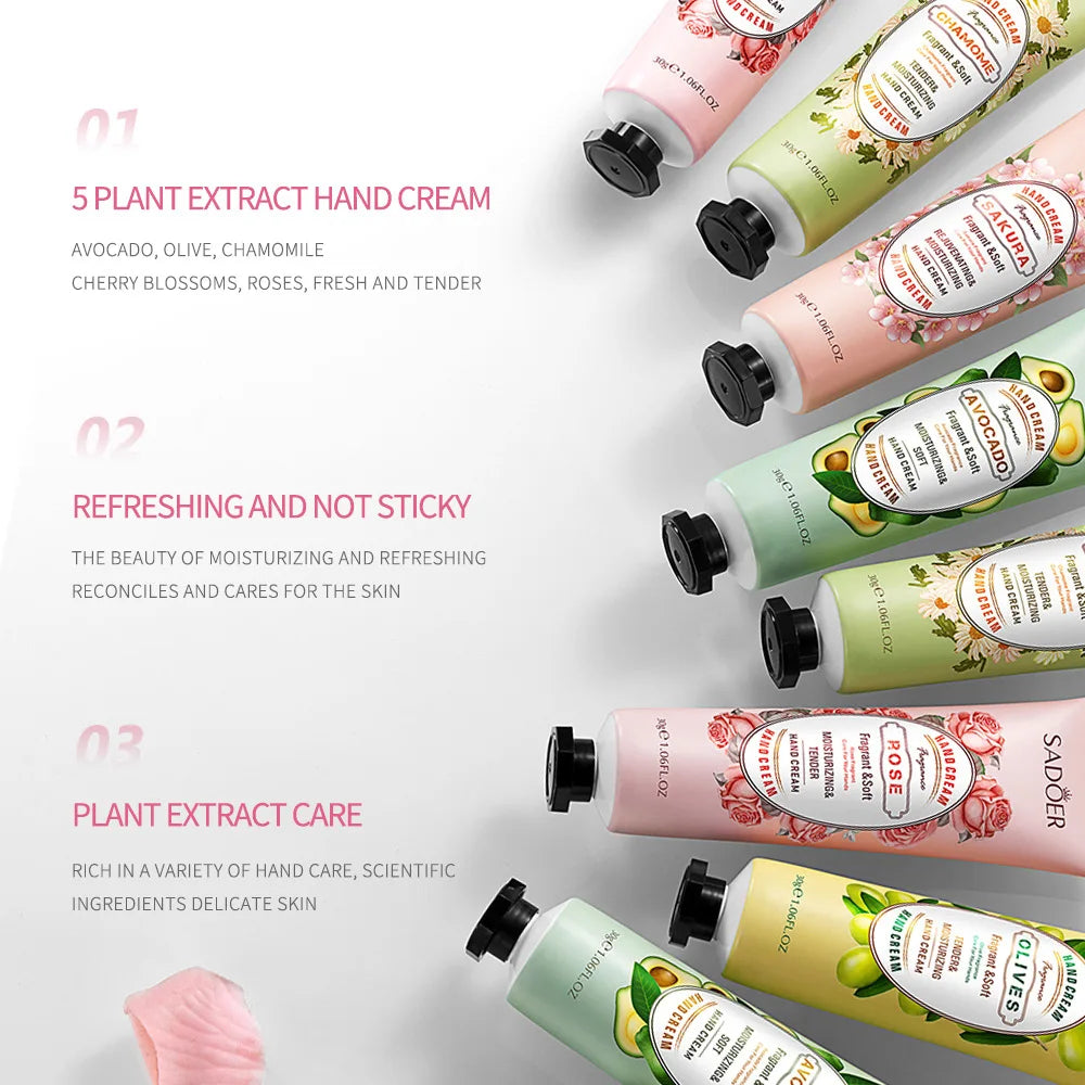 5Pcs/set Fruit Fragrance Hand Cream