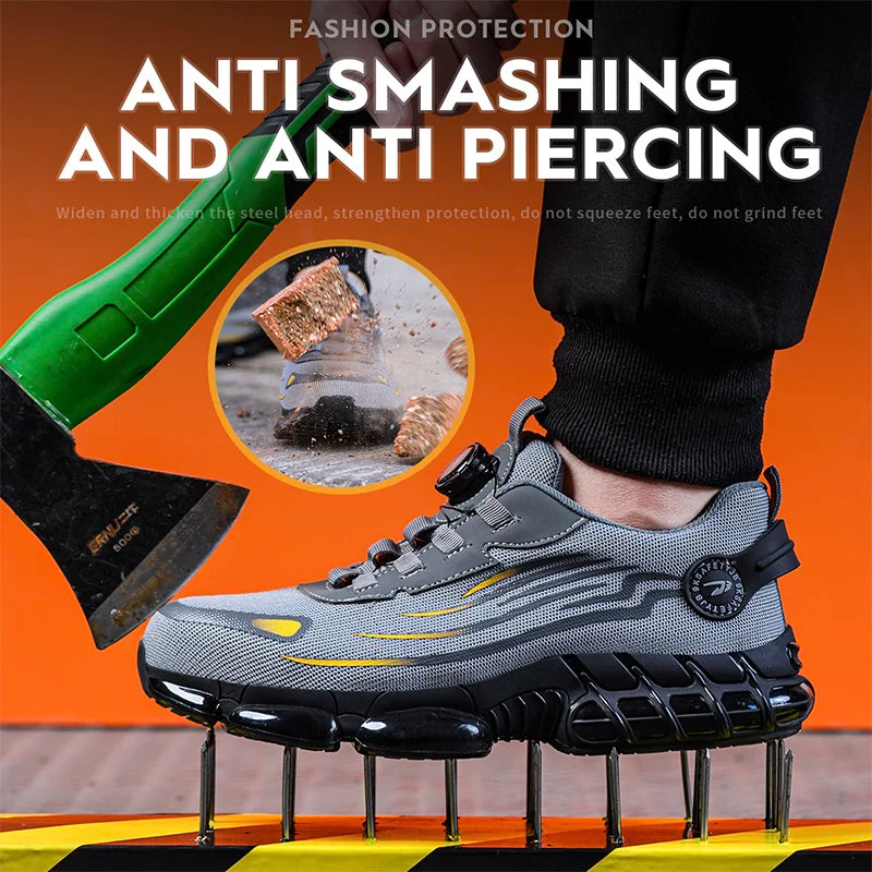 New Safety Shoes For Men Anti-smash Anti-puncture Work Shoes.