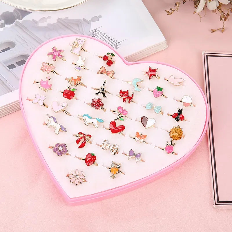 10/20/36 pcs Cute Adjustable Rings For Children Perfect Gift