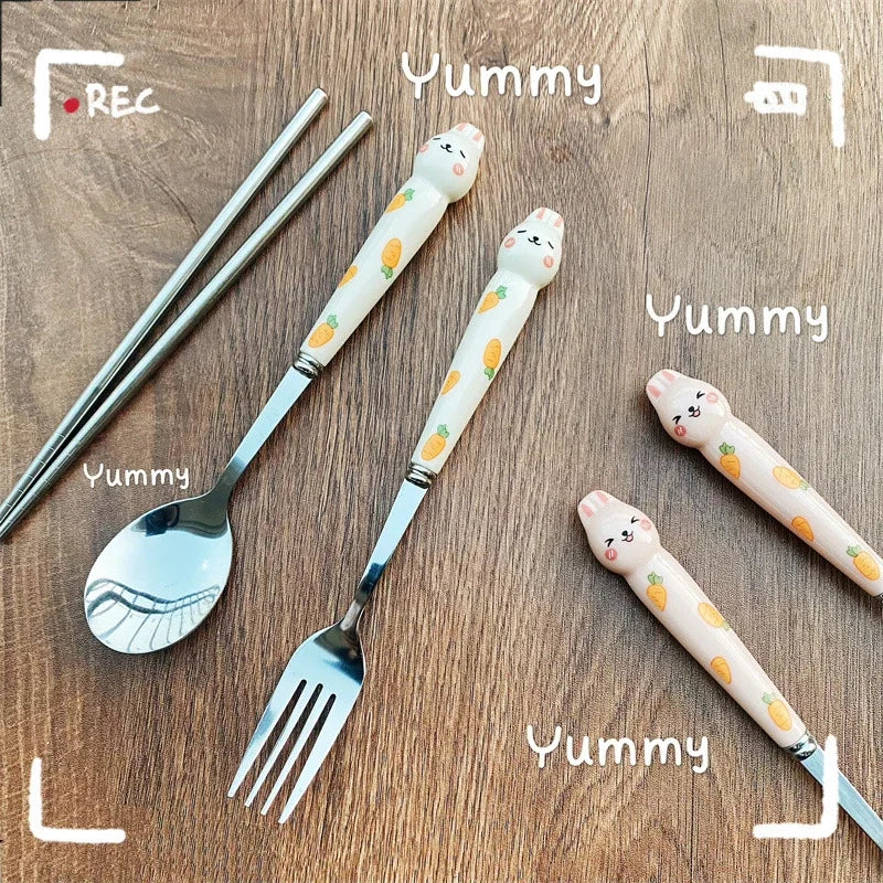 Cutlery Rabbit Spoon Fork Chopsticks Sets