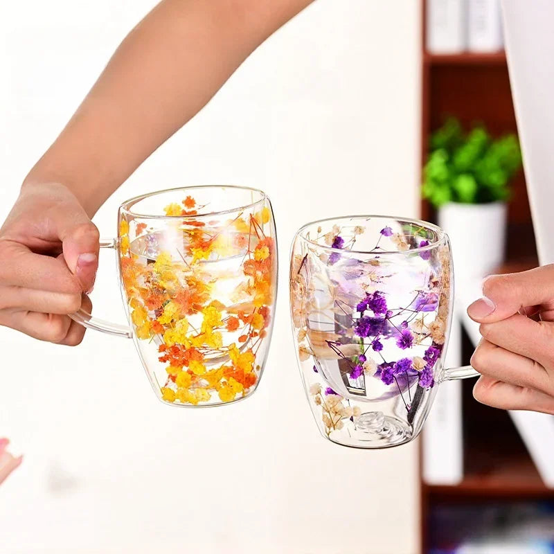 Dried Flower Glass Mug