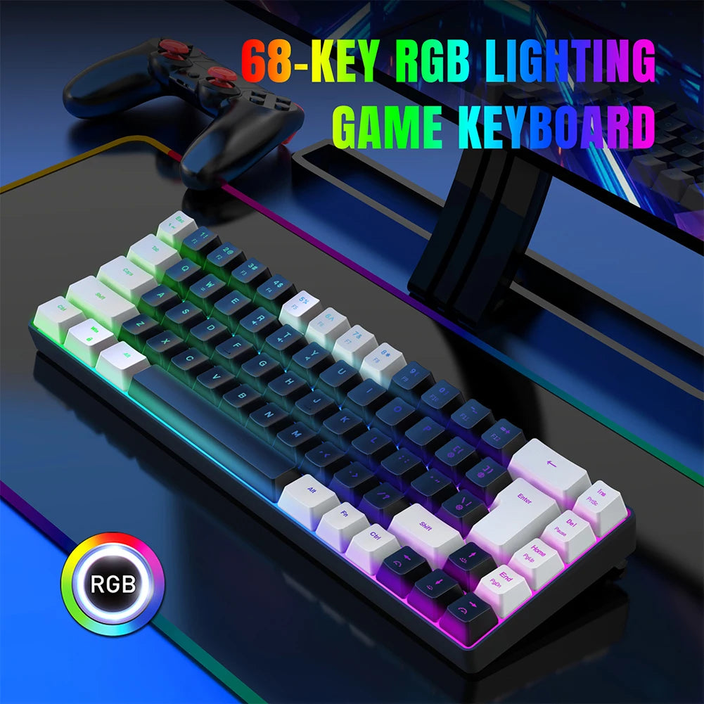 Gaming Keyboard 68 Keys Wired Computer Mechanical Keyboard With RGB