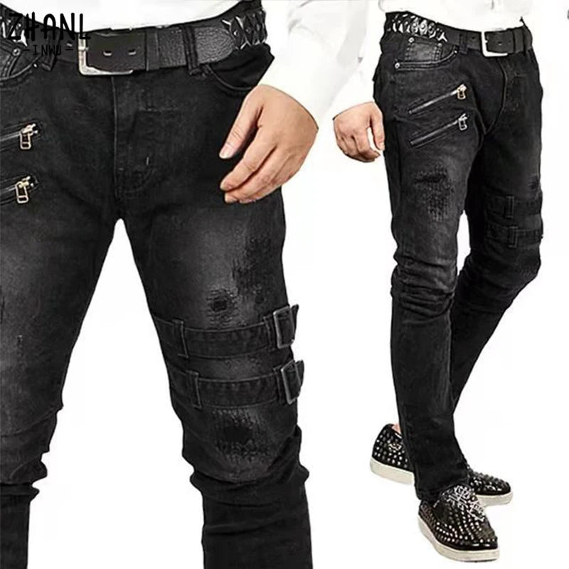 Straight Denim Jeans Man Pants