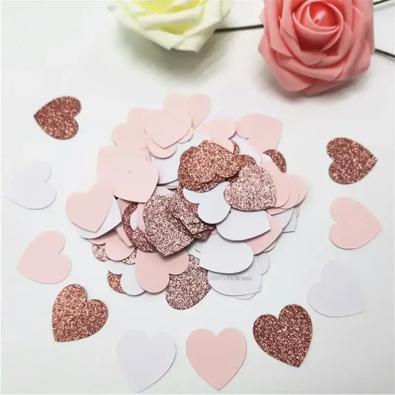 100pcs Rose Gold Heart Confett