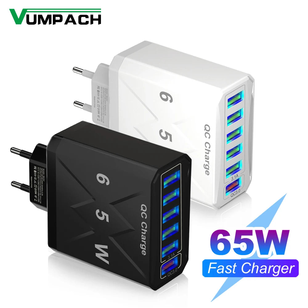 65W 6 Ports USB Fast Charger