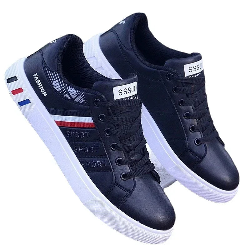 Men Sneakers Flats Lightweight Leather Breathable Shoe.