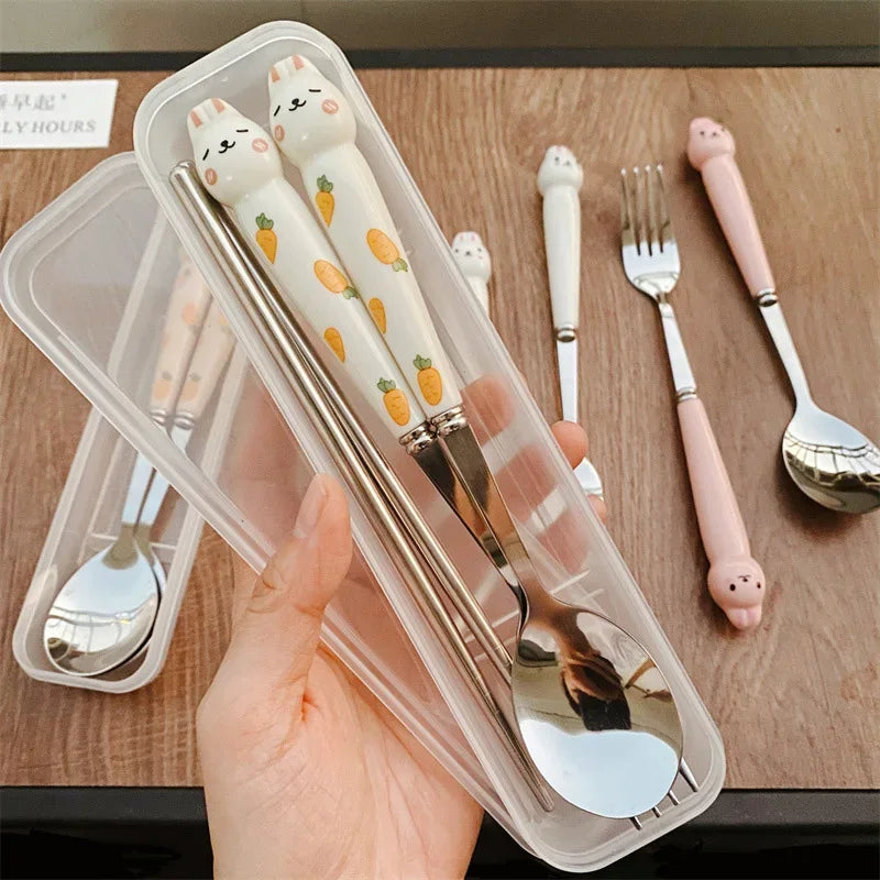 Cutlery Rabbit Spoon Fork Chopsticks Sets