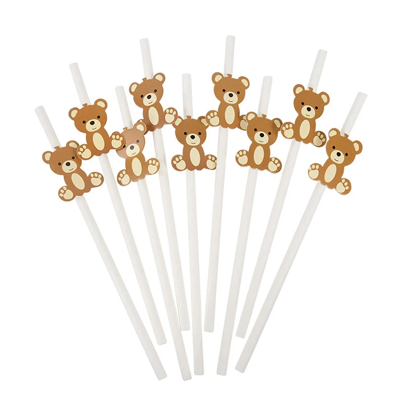 10-30Pcs Bear Paper Straws