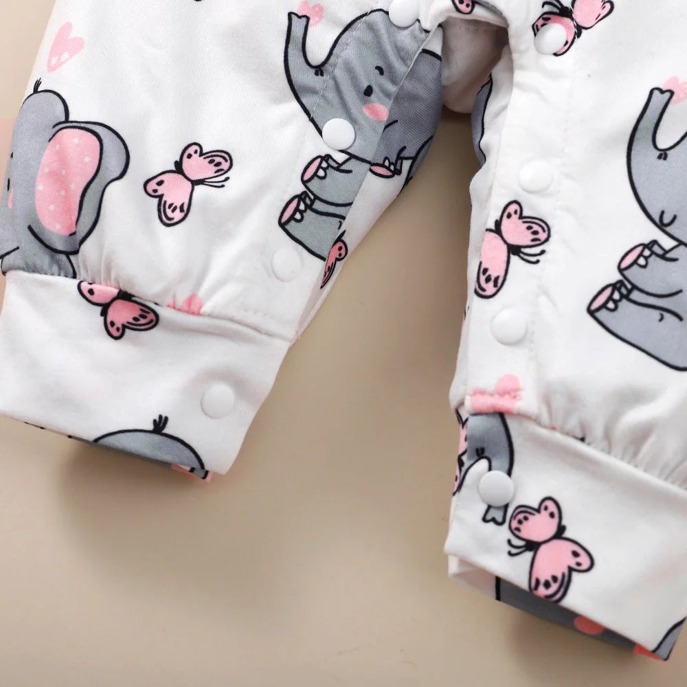 Long Sleeve Cute Elephant Bodysuit 0-18Months