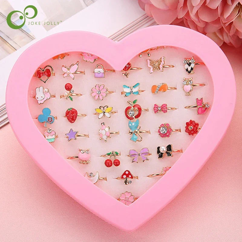 10/20/36 pcs Cute Adjustable Rings For Children Perfect Gift