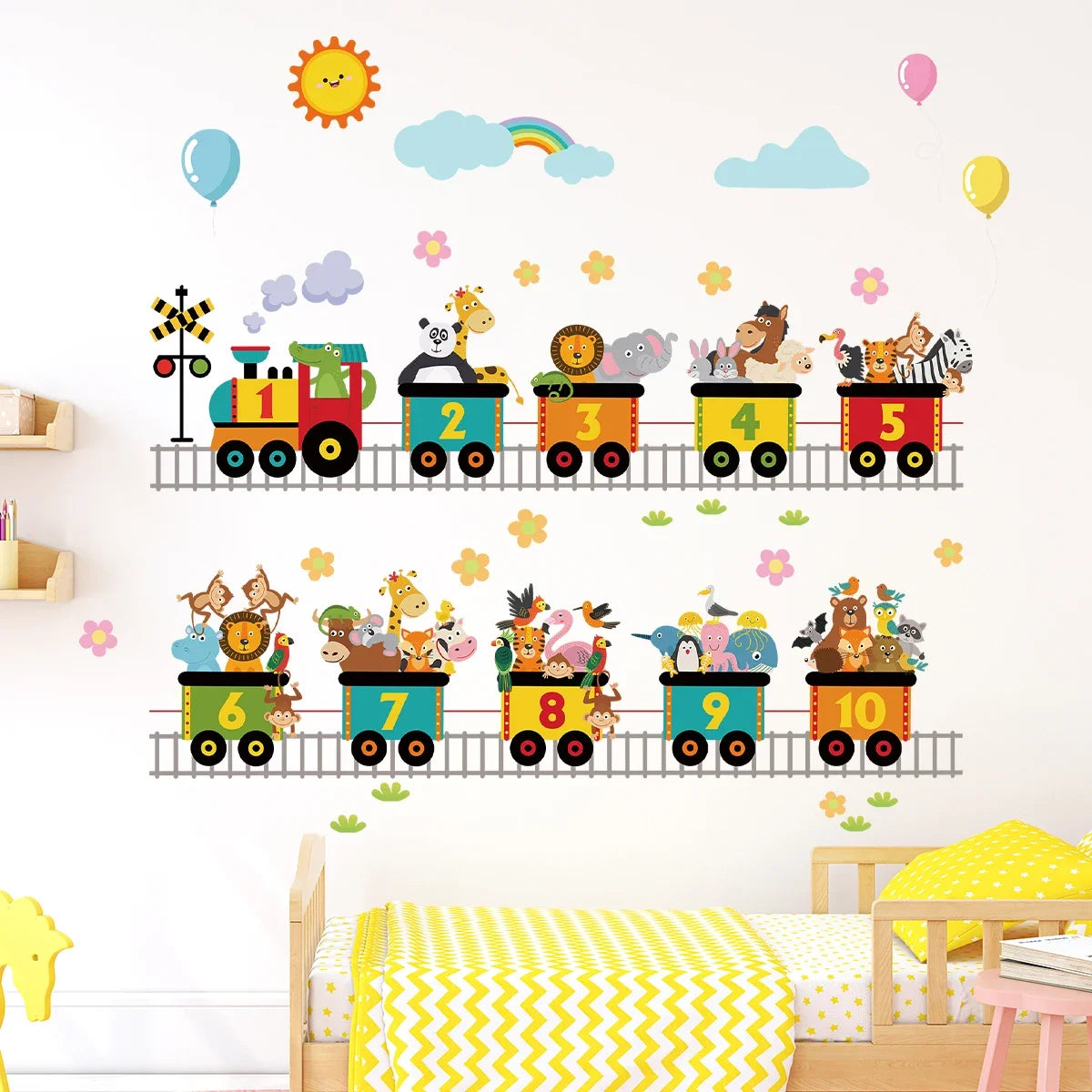 Cartoon Train Animals Wall Stickers