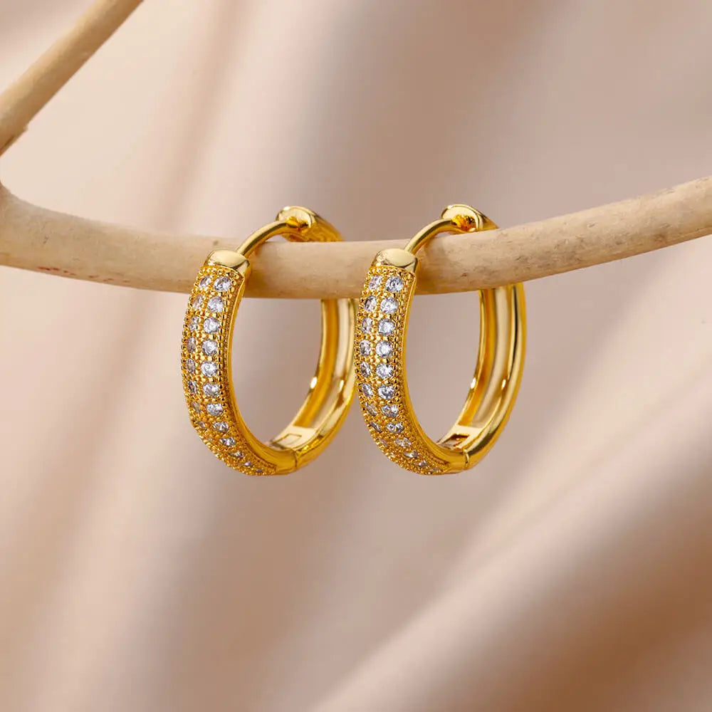 Round Hoop Earrings for Women Stainless Steel