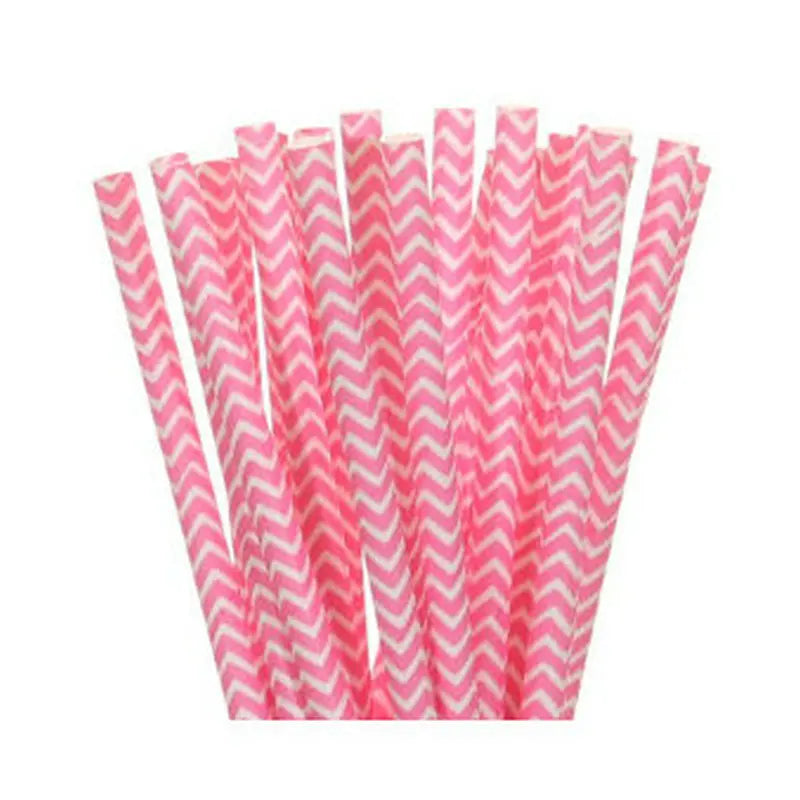 25pcs Pink Paper Straws