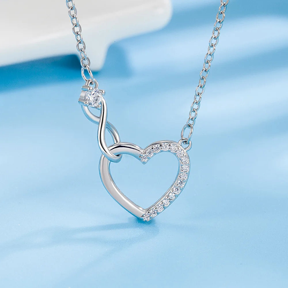 925 Sterling Silver Zircon Heart Shape Necklace