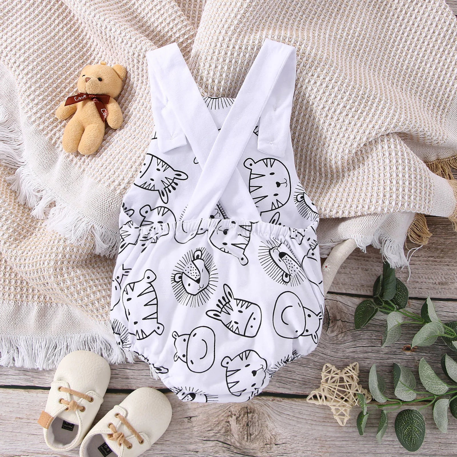 Baby Animal Print Sleeveless Jumpsuit  0-24M