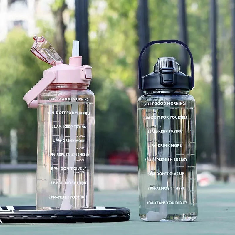 2 Liters Straw Plastic Water Bottle