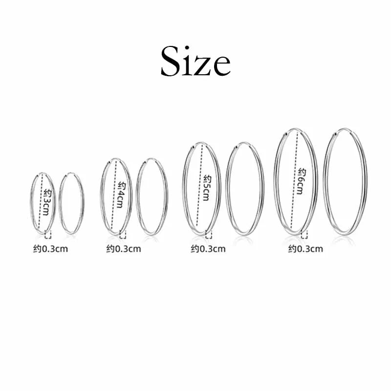 925 Sterling Silver 3MM Hoops Earrings