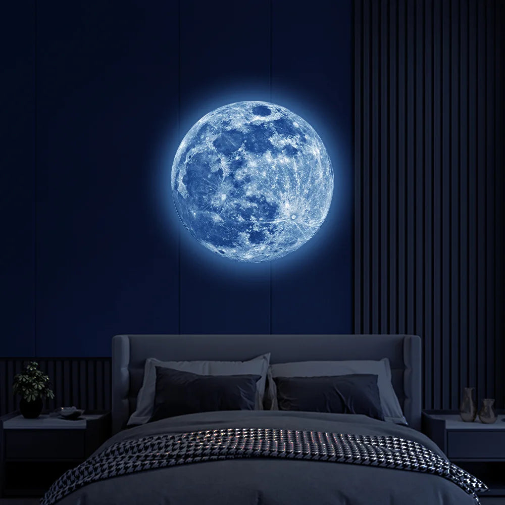 3D Luminous Moon Wall Sticker Glow In The Dark