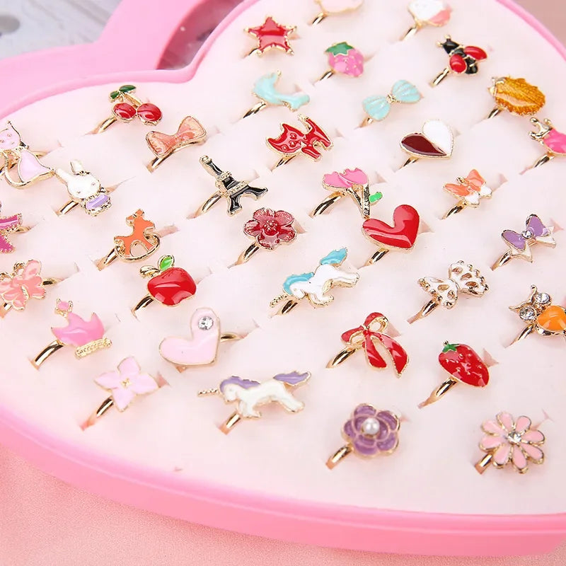 10/20/36 pcs Cute Adjustable Rings For Children Perfect Gift