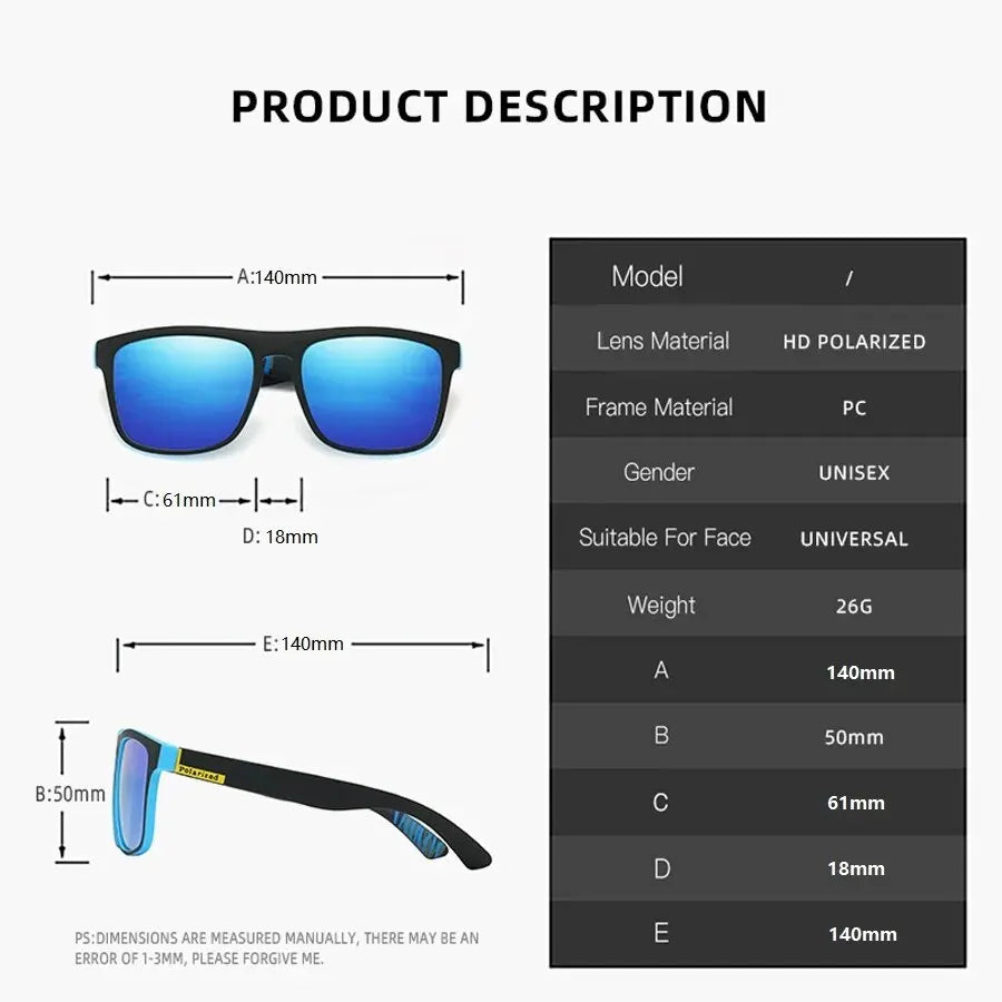 Classic Square Vintage Sport Polarized Sunglasses