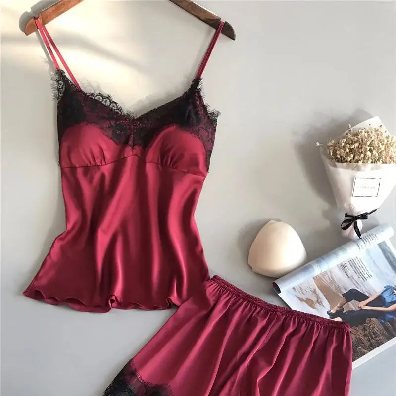 Women Pajama Suit Fashion V-Neck Stretch Baby Doll