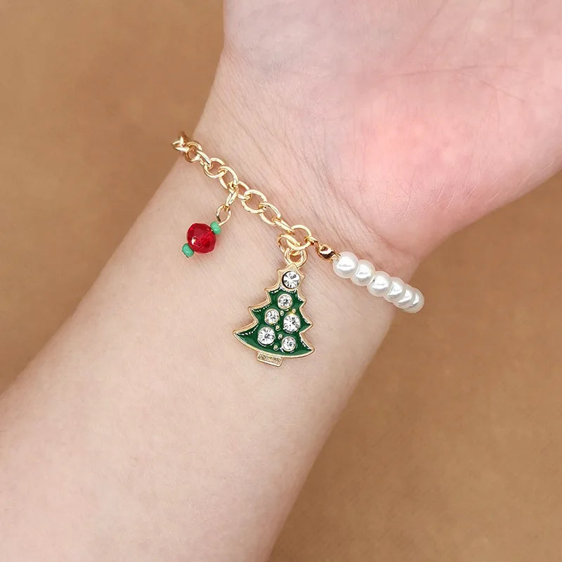 New 1PCS Christmas Bracelets Enamel Xmas Tree Bell