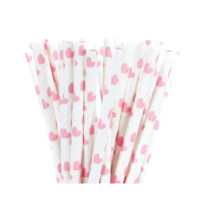 25pcs Pink Paper Straws