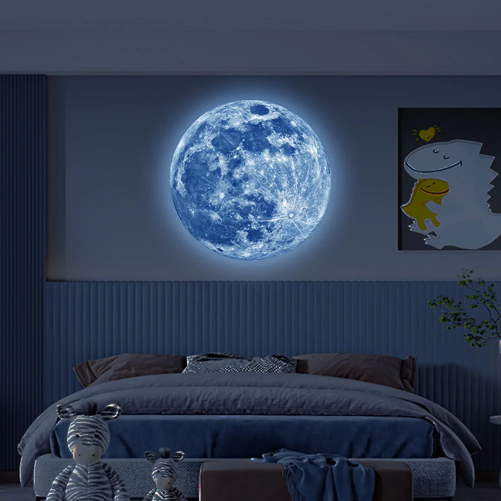 3D Luminous Moon Wall Sticker Glow In The Dark