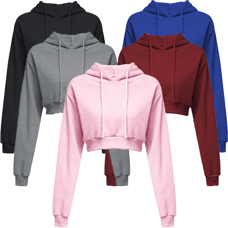 Fashion Women Hoodie Sweatshirt Short Top