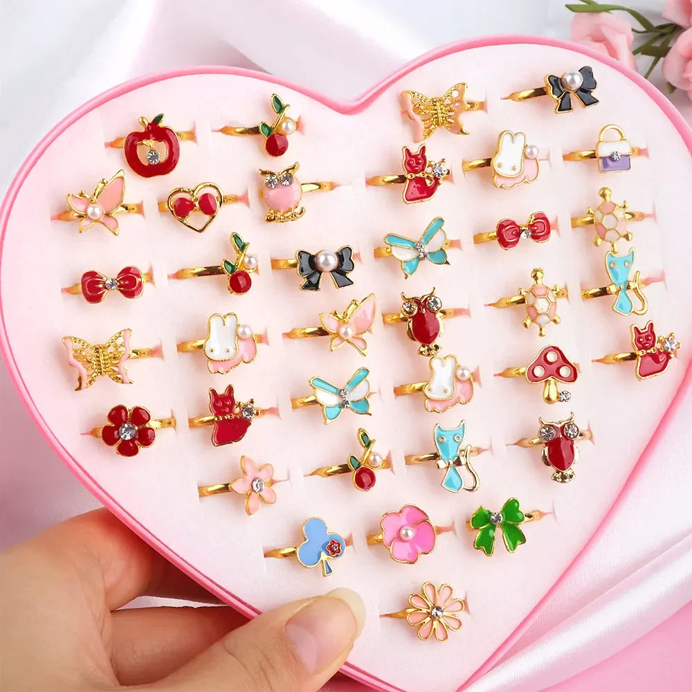 10/20/36 pcs Cute Adjustable Rings For Children Perfect Gift