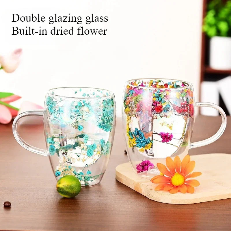 Dried Flower Glass Mug