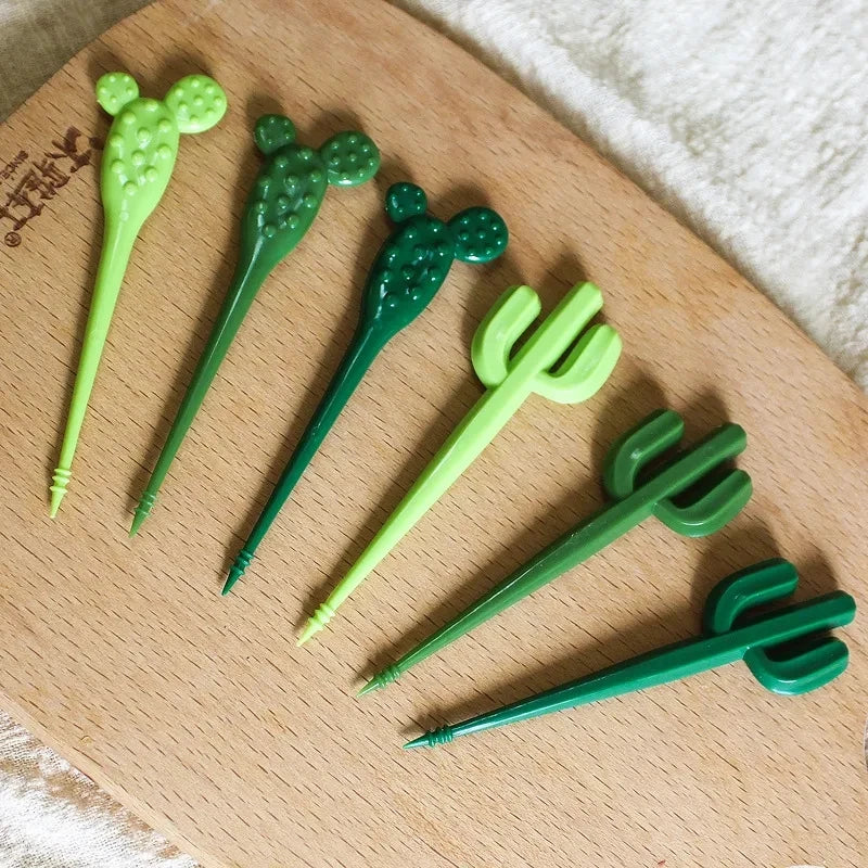 6Pcs Forks For Dessert Cactus Shape