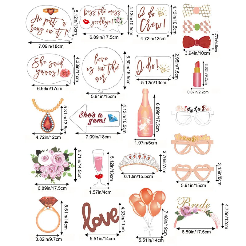 23Pcs Team Bride Photo Booth