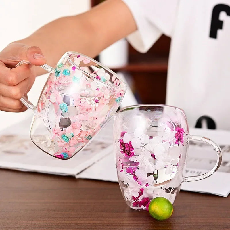 Dried Flower Glass Mug