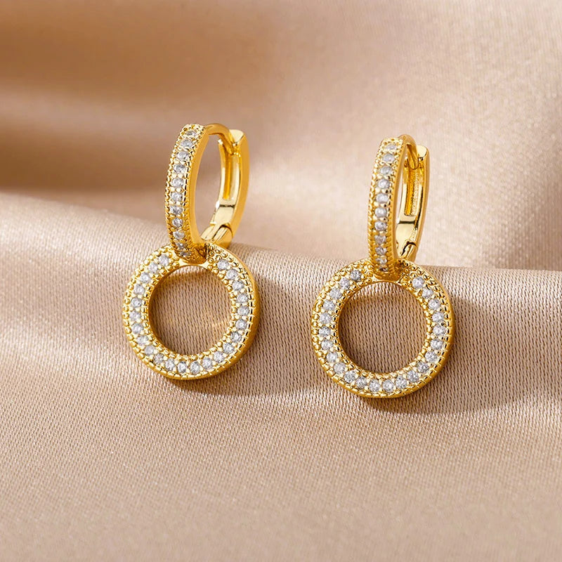 Round Hoop Earrings for Women Stainless Steel