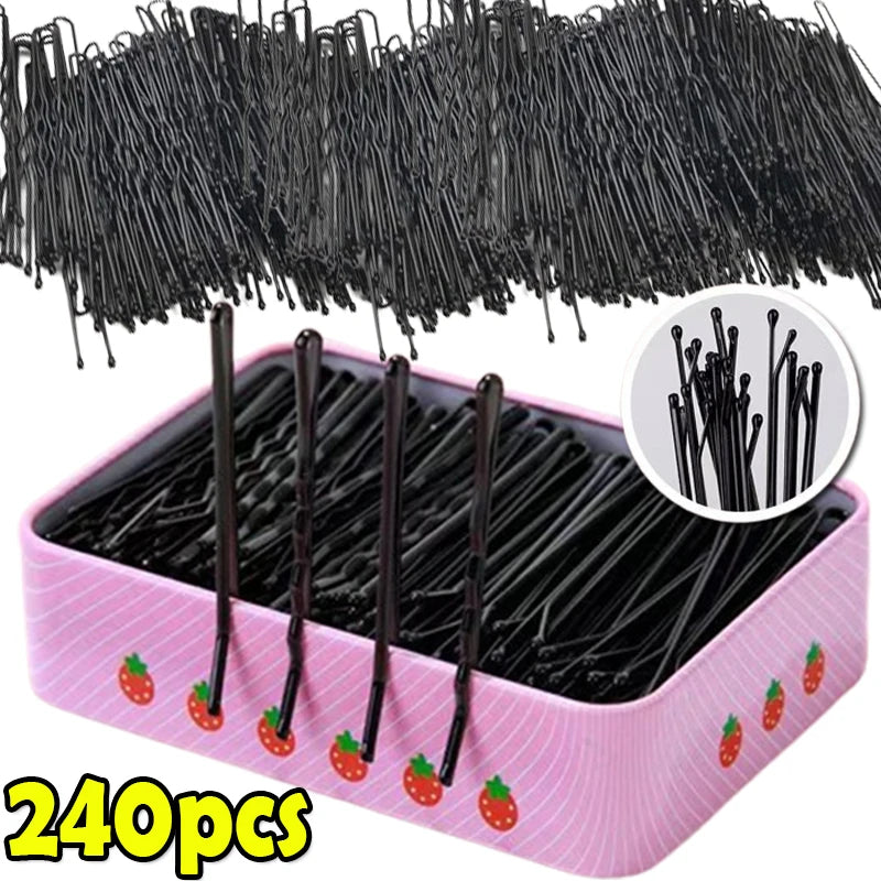 60/240pcs Black Hairpins