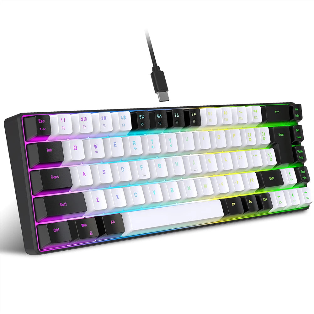 Gaming Keyboard 68 Keys Wired Computer Mechanical Keyboard With RGB