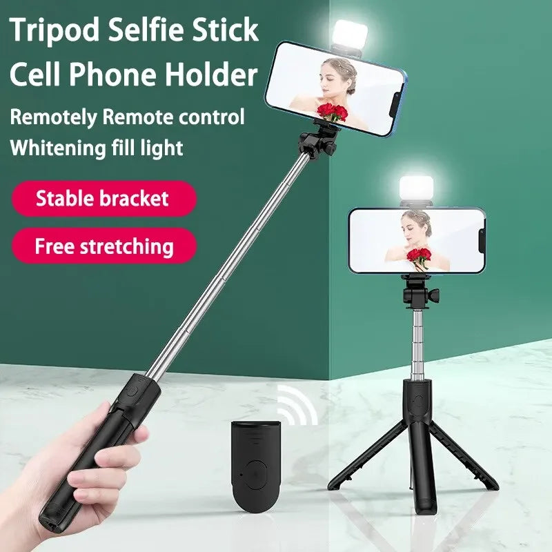 Selfie Stick with Light Bluetooth Remote