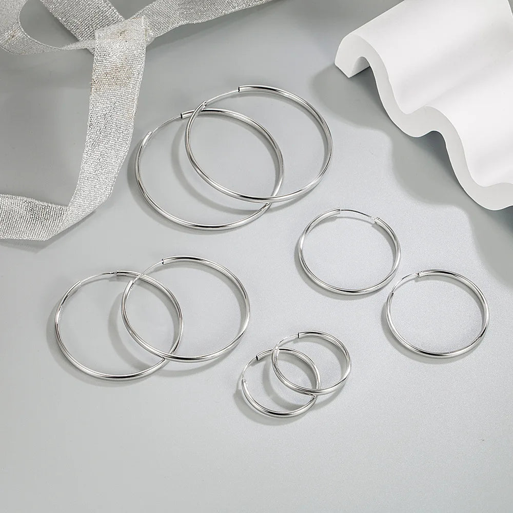 925 Sterling Silver 3MM Hoops Earrings