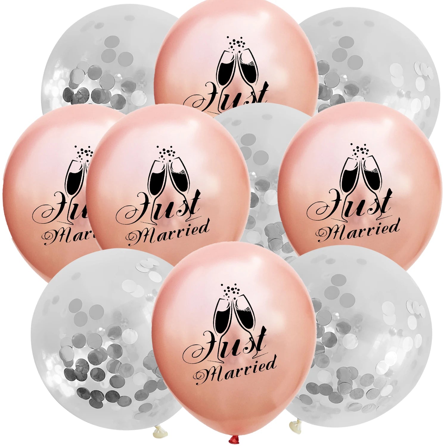 10Pcs Rose Gold Team Bride Confetti Balloons